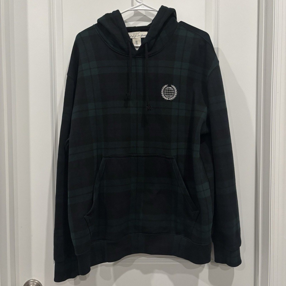 H &‎ M LOGG Label of Graded Goods Hoodie Mens Large Green Black